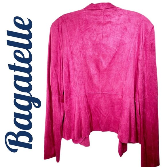 NWT BAGATELLE CRANBERRY RED MICRO SUEDE WATERFALL MOTO STYLE JACKET, SIZE MEDIUM - Picture 3 of 8